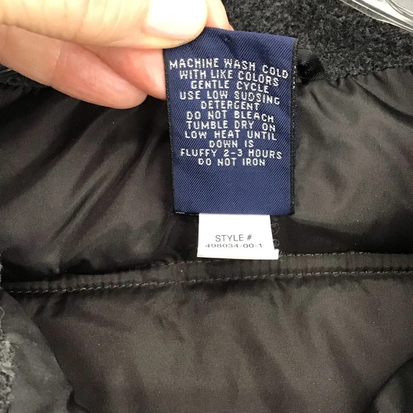 Gap Hooded Down Puffer Jacket Fleece Collar Winter Warm Black/Gray Size Small - Picture 8 of 8